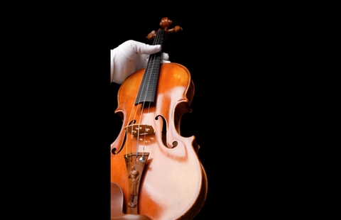 Violin with carved pegs and tailpiece, CT replica based on the 1704 Betts Violin by Antonio Stradivari