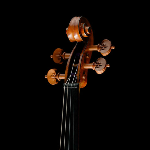 Mountain Mahogany "Fleur de Lis" Violin Pegs on a Hellweg & Cloutier Violin