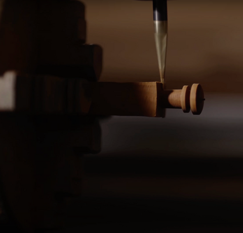 Cutting a violin endpin in Mountain Mahogany