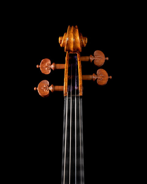 Violin Pegs "Fleur De Lis" model in Mountain Mahogany wood based on the ca. 1560 "ex-Kurtz" Amati Violin at the Metropolitan Museum in New York.